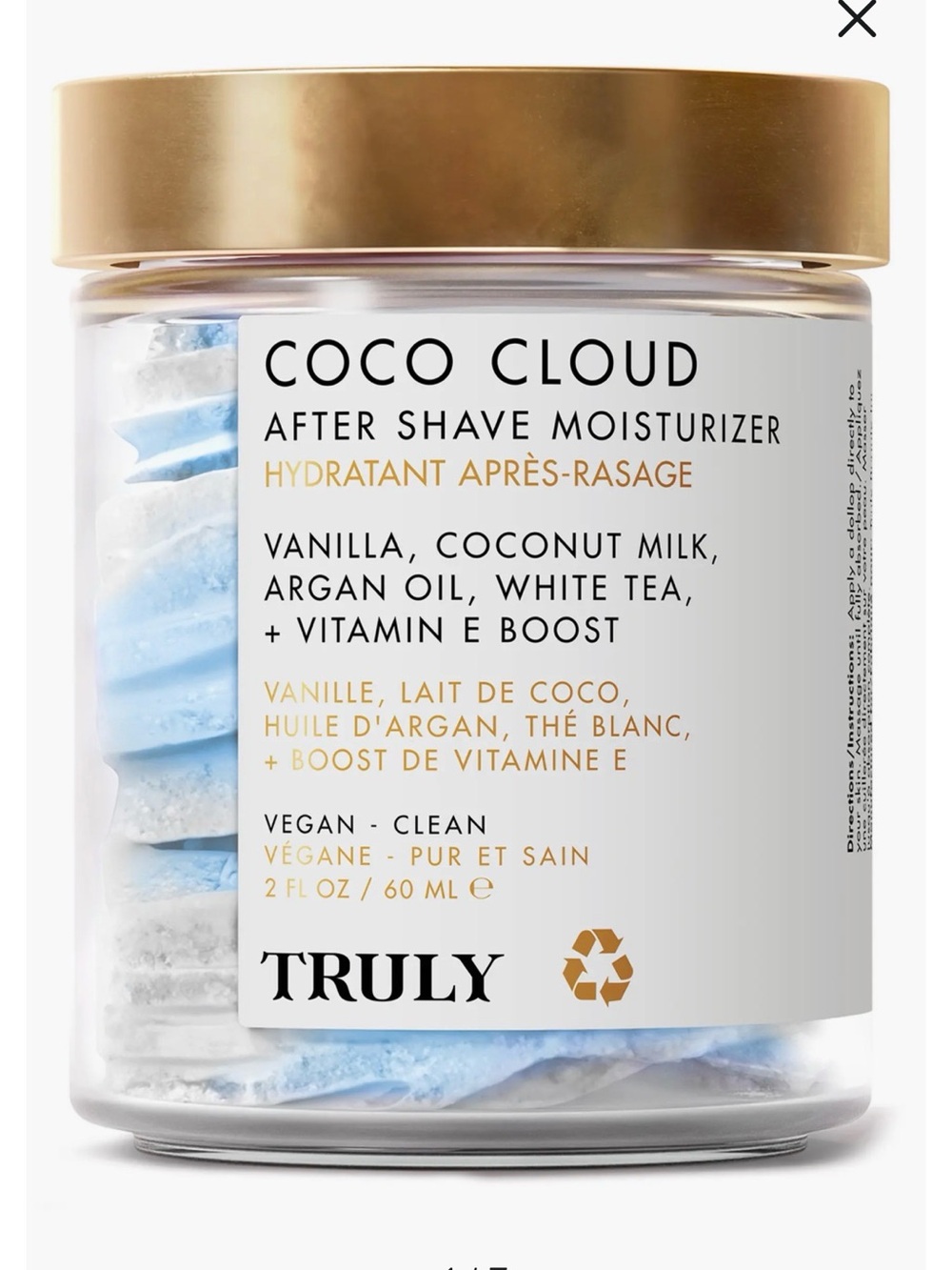 TRULY Coco Cloud After Shave Moisturizer – White & Light Blue